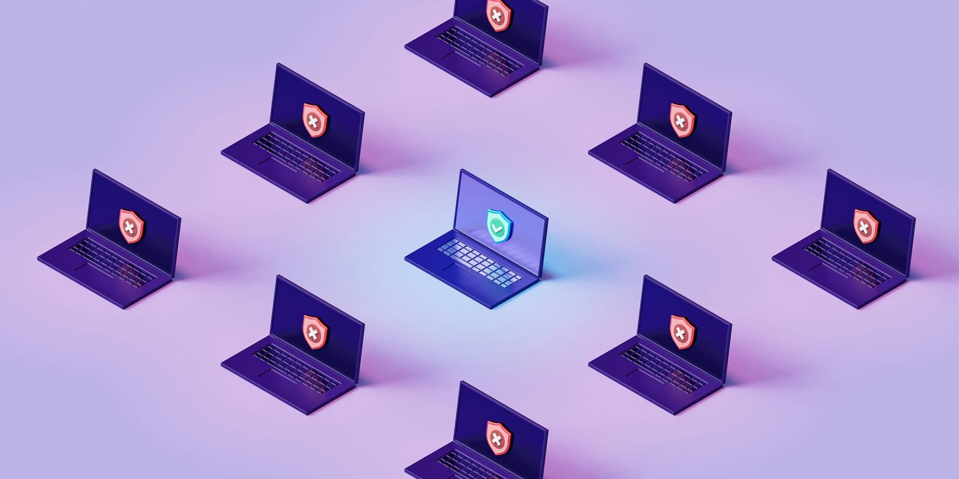 protected laptops on purple