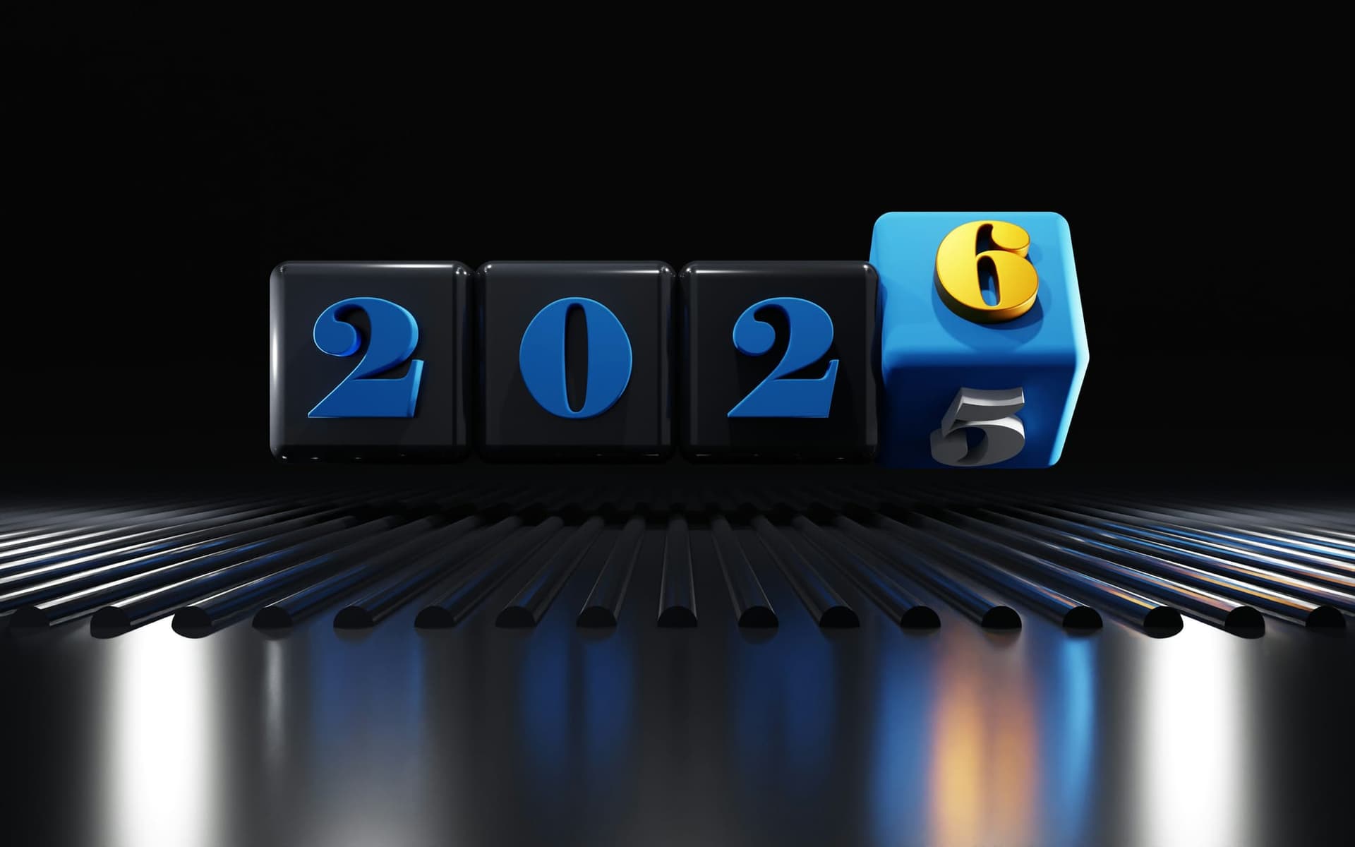 Blocks that are digits of the number 2026 turn over for a new year